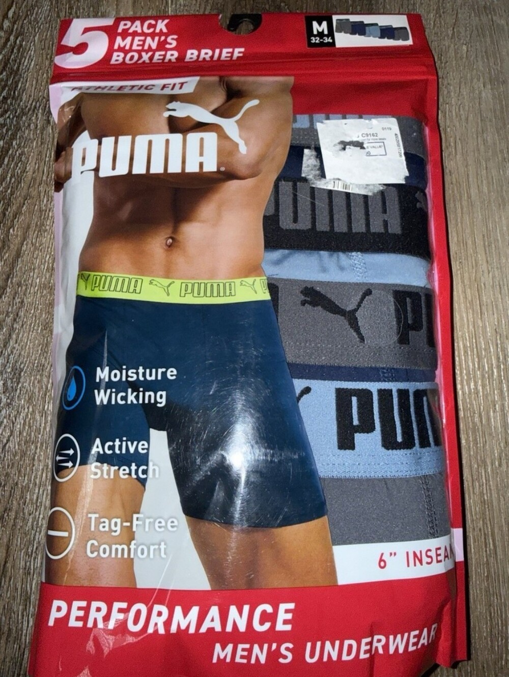 :PUMA Men’s Performance Sport Mesh Boxer Briefs 5-Pack – Size Medium 32-34 – 5